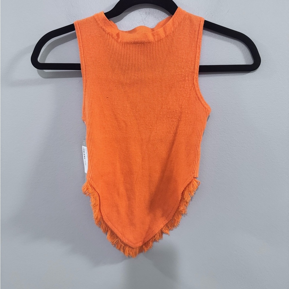 NWT Orange Sleeveless Fringe Hem Tank Top. Size Small.  University of Tennessee